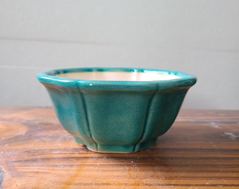 Rautenförmige Skizzenbonsaischale Keramikglasurfarbe Blumentopf Sukkulentenpflanzer Grünpflanzenausstellung Bonsaischale