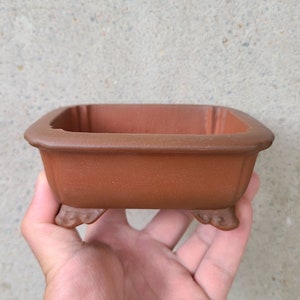 Handmade Yixing Purple Clay Bonsai Pot: 5.1-inch Rectangular Planter