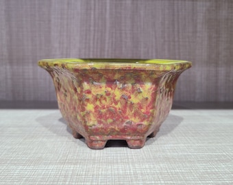 Retro Glasierter Yixing Ton Bonsai Topf: Sechseckiger Sukkulenten Pflanzer
