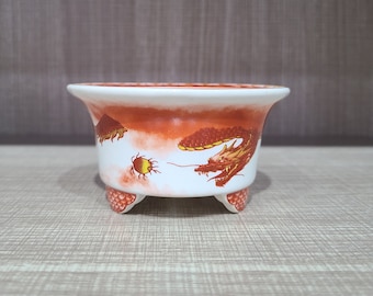 Mini Bonsai Schale aus Keramik: Glasierter Sukkulenten Übertopf, Moosgrün