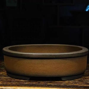 8.7-inch handmade oval bonsai pot Yixing purple sand flower pot retro unglazed flower pot Japanese style bonsai pot