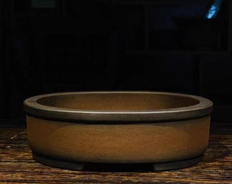 8,7-Zoll handgemachte ovale Bonsaischale Yixing lila Sand Blumentopf Retro unglasierte Blumentopf Bonsaischale im japanischen Stil