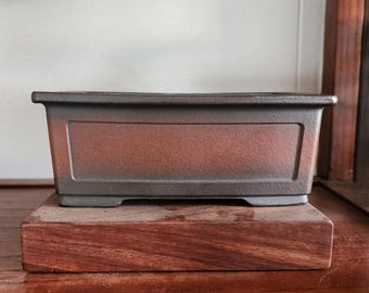 6,3 Zoll große rechteckige unglasierte Bonsaischale, Yixing lila Ton Blumentopf, Retro Blumentopf, Moos und Grünpflanzen Blumentopf.