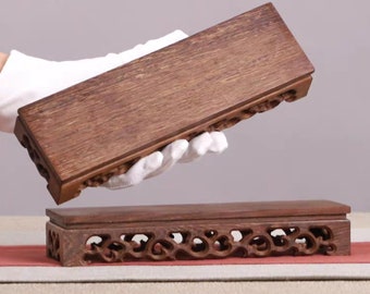 Handgeschnitztes Holzgestell: Retro-Bonsaiuntersetzer