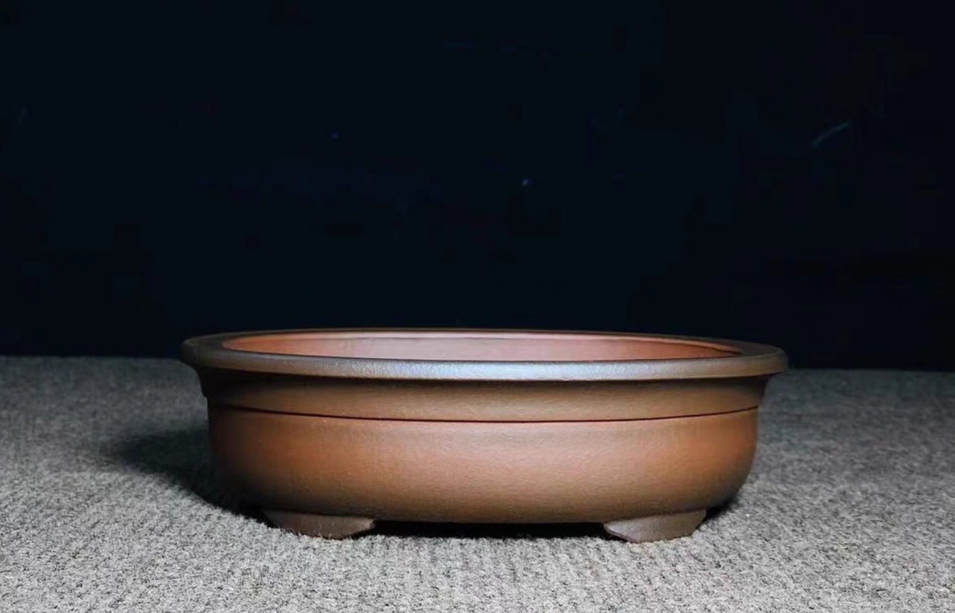 Brussel's Bonsai Large New Cream Oval Pot, New Cream Glazed Finish