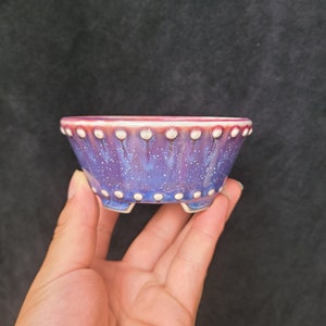 Maceta para bonsái de cerámica esmaltada con remaches, modificada al horno