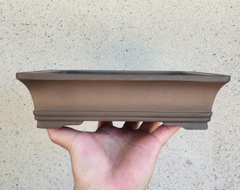 24 cm handgemachte rechteckige Bonsaischale Yixing lila Sand Asche Schlammtopf Retro unglasierte Schale Bonsaischale im japanischen Stil