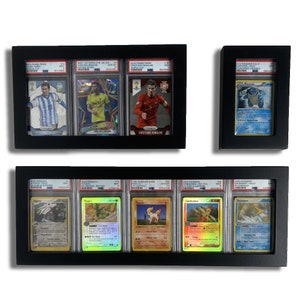 Multi-pack PSA Graded Trading Card Wall Mounted Display Frame, One, Three and Five Card Frame Wooden, PSA Slab Display Frame Bundle Package