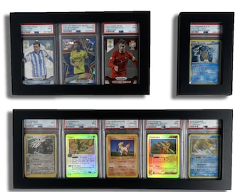 Multi-pack PSA Graded Trading Card Wall Mounted Display Frame, One, Three and Five Card Frame Wooden, PSA Slab Display Frame Bundle Package