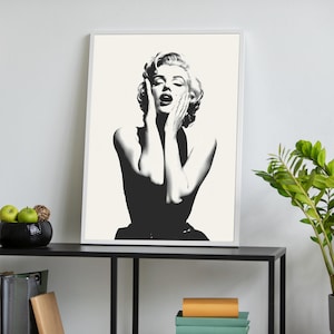 Marilyn Monroe Wall Art, Black and White Canvas, Hollywood Icon Print, Vintage Glamour Poster, Classic Movie Star Decor