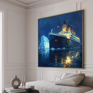 Titanic Night View Canvas, Vintage Titanic Wall Art, Classic Ship Decor, Nautical Home Decor, Maritime Canvas Print