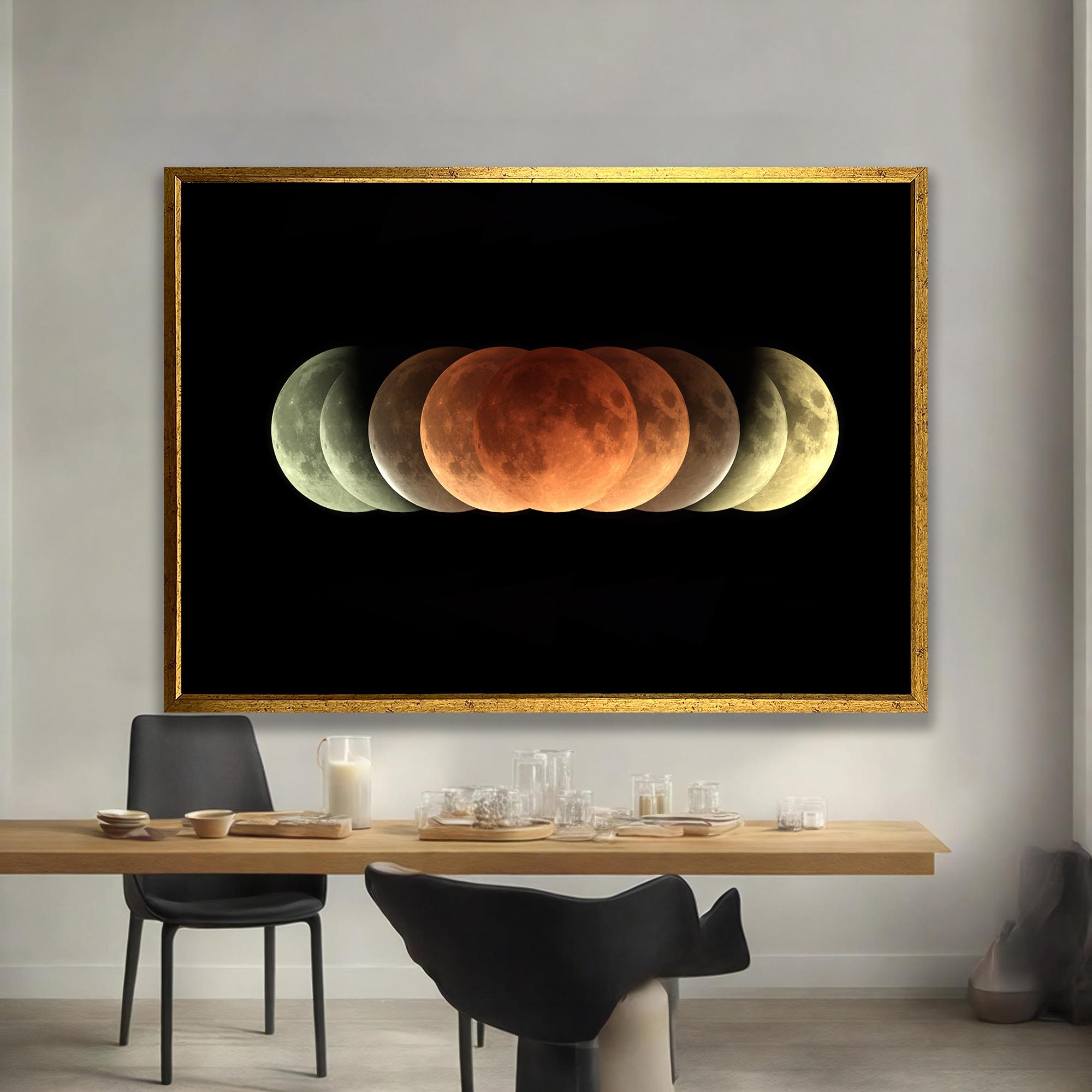 Lunar Eclipse Moon Phases Canvas Wall Art, Blood Moon Celestial Decor ...