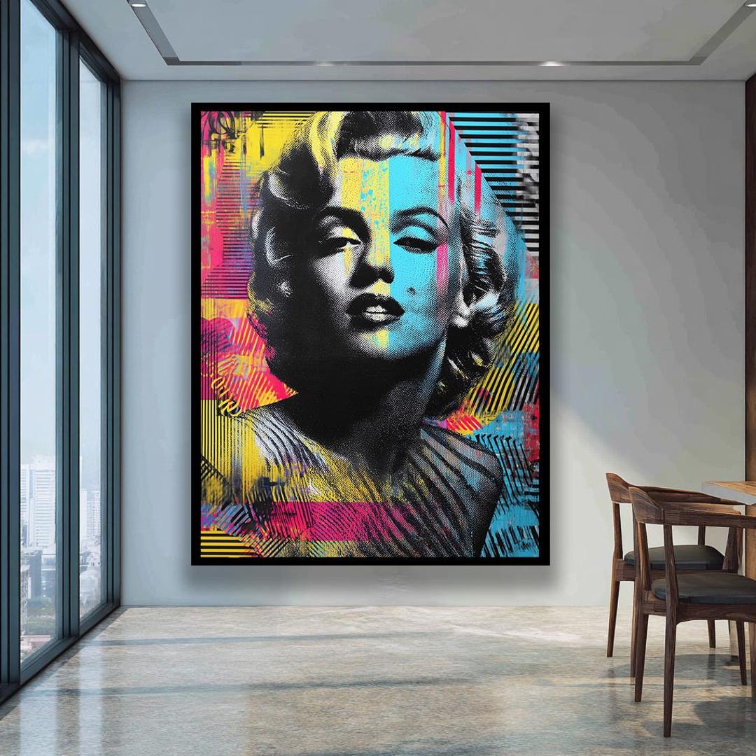 Marilyn Monroe Pop Art Canvas Wall Art, Colorful Graffiti Style Modern ...