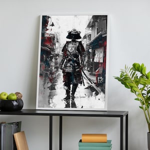 Samurai Wall Art, Japanese Warrior Print, Edo Period Poster, Dark Japan Canvas, Zen Samurai Decor, Bushido Art Gift