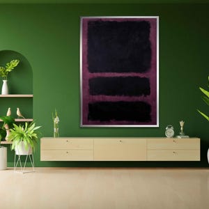 Mark Rothko Abstract Canvas Art, Modern Wall Painting, Minimalist Color Block, Purple Black Artwork