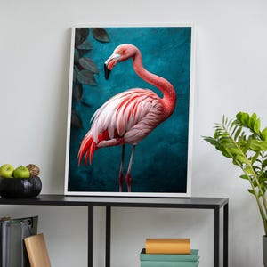 Flamingo Canvas Art, Vibrant Bird Wall Decor, Tropical Flamingo Painting, Colorful Flamingo Art, Exotic Bird Art Print, Flamingo Wall Art