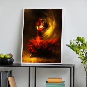 Flamenco Dancer Canvas, Spanish Dance Wall Art, Passionate Red Dress Print, Elegant Home Decor