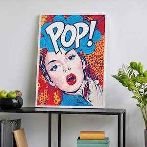 Pop Art Canvas, Retro Wall Art, Comic Style Poster, Colorful Home Decor, Modern Art Print, Roy Lichtenstein Style, Vibrant Pop Decor