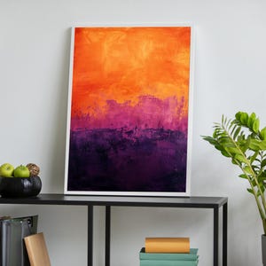 Abstract Orange Purple Canvas, Rothko Inspired Bold Wall Art, Textured Modern Painting, Minimalist Abstract Print