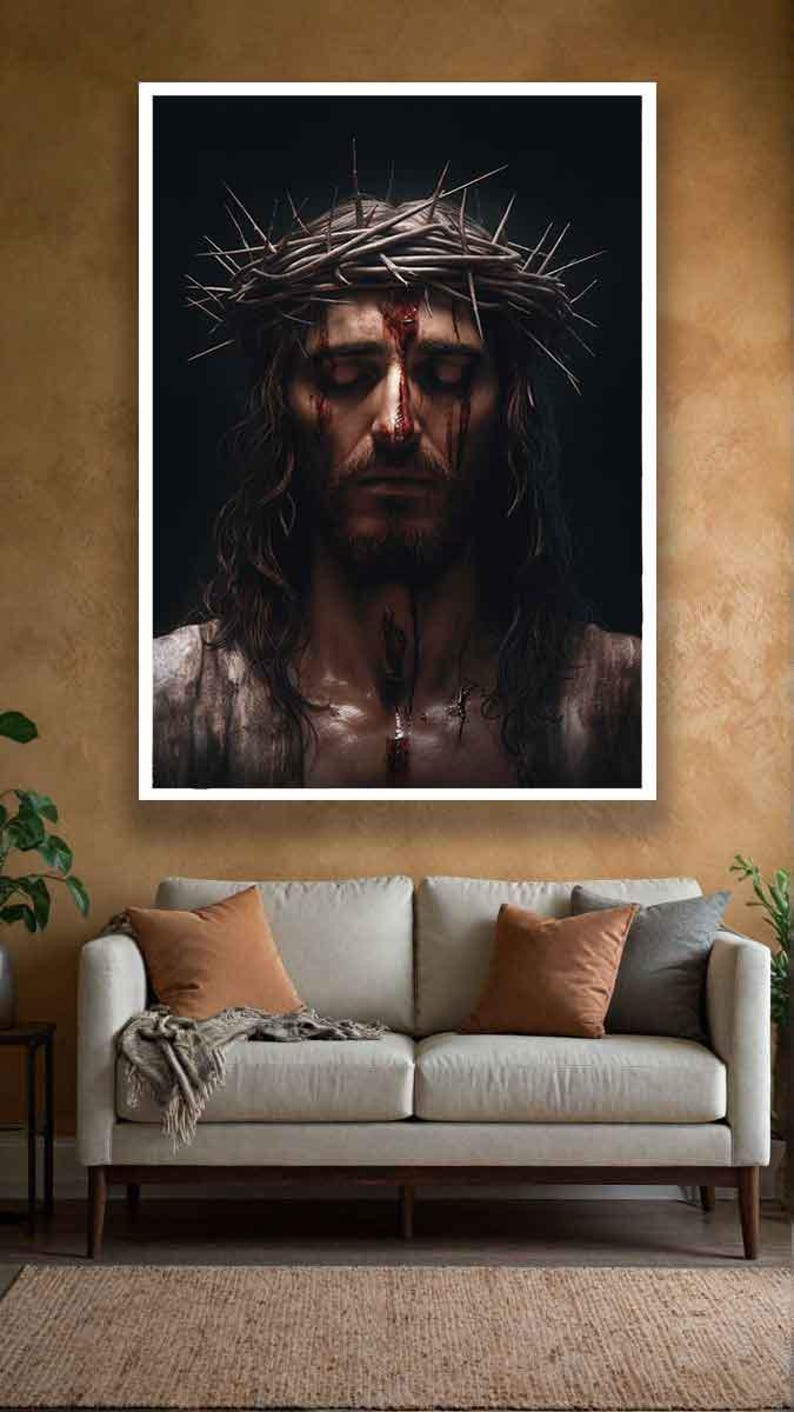 Jesus Christ Crown of Thorns Wall Art Print, Christian Religious ...
