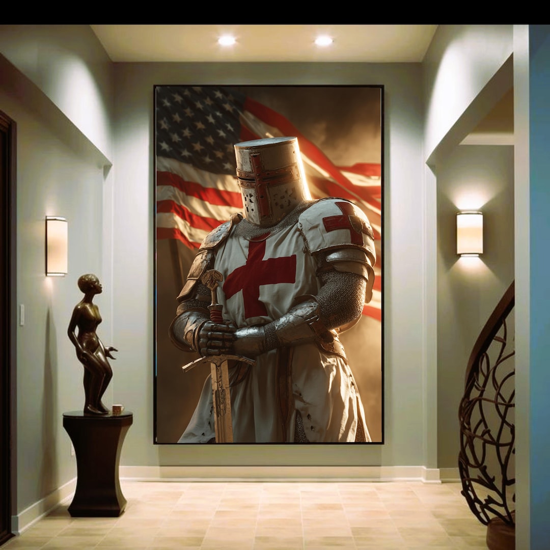 Medieval Knight Templar Canvas, Crusader Armor Wall Art, Historic ...