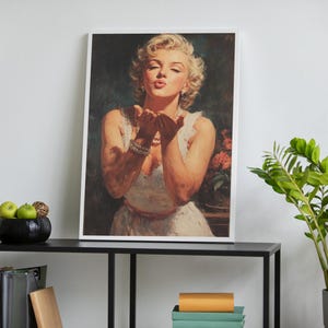 Vintage Marilyn Monroe Wand Kunst Druck, Retro Hollywood Glamour Portrait Poster, Mid Century Stil Ikonen Malerei für Wohnkultur