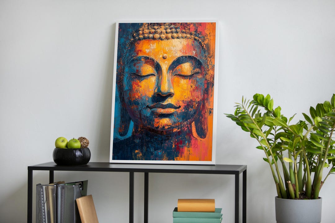 Buddha Canvas Art, Spiritual Wall Decor, Vibrant Buddha Painting ...
