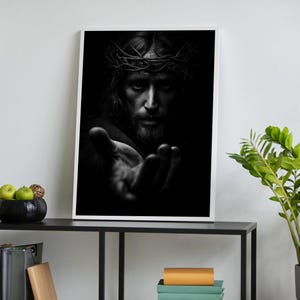 Jesus Christ Wall Art, Crown of Thorns Canvas Print, Religious Art, Christian Art Decor