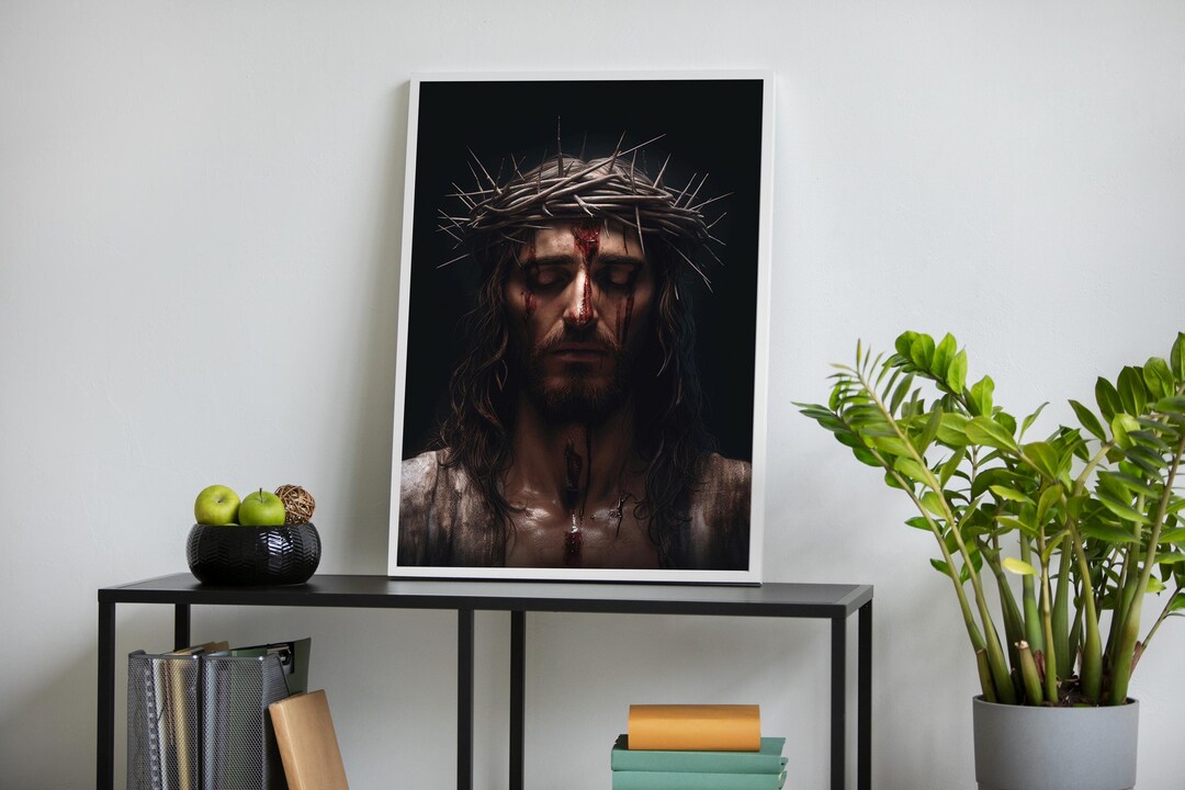 Jesus Christ Crown of Thorns Wall Art Print, Christian Religious ...