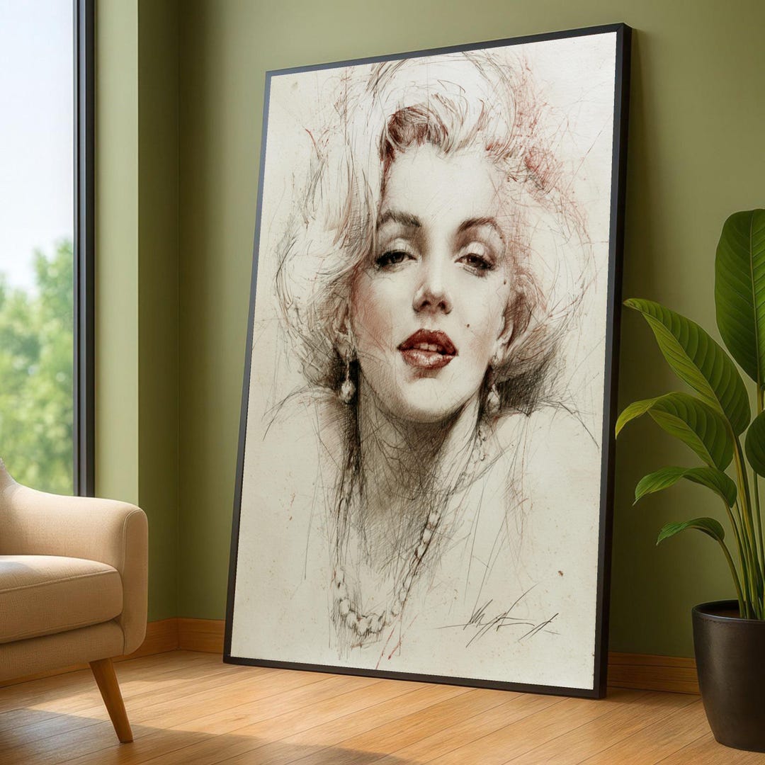 Elegant Vintage Glamour Sketch Canvas, Retro Female Portrait Art ...