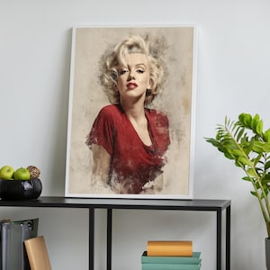 Marilyn Monroe Canvas Art, Vintage Hollywood Glam Wall Art, Iconic Red Dress Poster