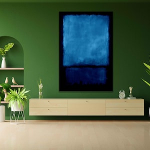 Mark Rothko Blue Abstract Canvas Art, Modern Color Field Painting, Navy and Indigo Wall Art