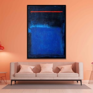 Mark Rothko Abstract Blue Canvas, Modern Minimalist Wall Art, Blue and Red Painting, Contemporary Art Print, Modern Abstract Decor