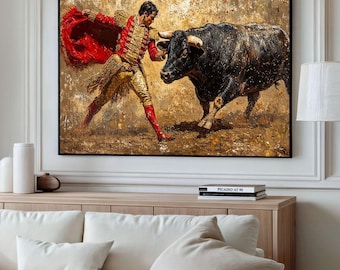 スペインの闘牛士マタドールの絵画 J. パラガの署名入り 12 インチ