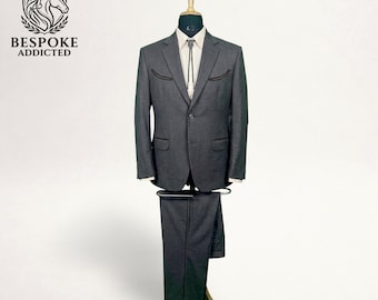 GreY Western Suit Mens | Minimal Cowboy Suit | Vintage Style Rodeo Outfit