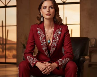 Women Red Customized Suits Event Prom Party Suit Outfit For Her