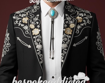 1021 Men 2pc Suit Country Western suits Embroidered Outfit for Event and party