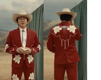 Men's Custom Maroon Embroidered Country Western Suit