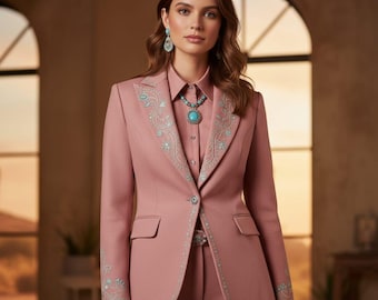 Women pink Customized Suits Event Prom Party Suit Outfit For Her