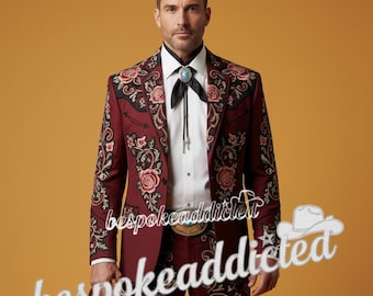1022 Men Country Western suit Embroidered for Event and party