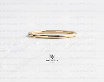 Dainty 14k Gold Plated Thin Wedding Band / Stacking Ring / 1mm Wedding Band / Dainty Minimalist Silver Band / Simple Plain Ring