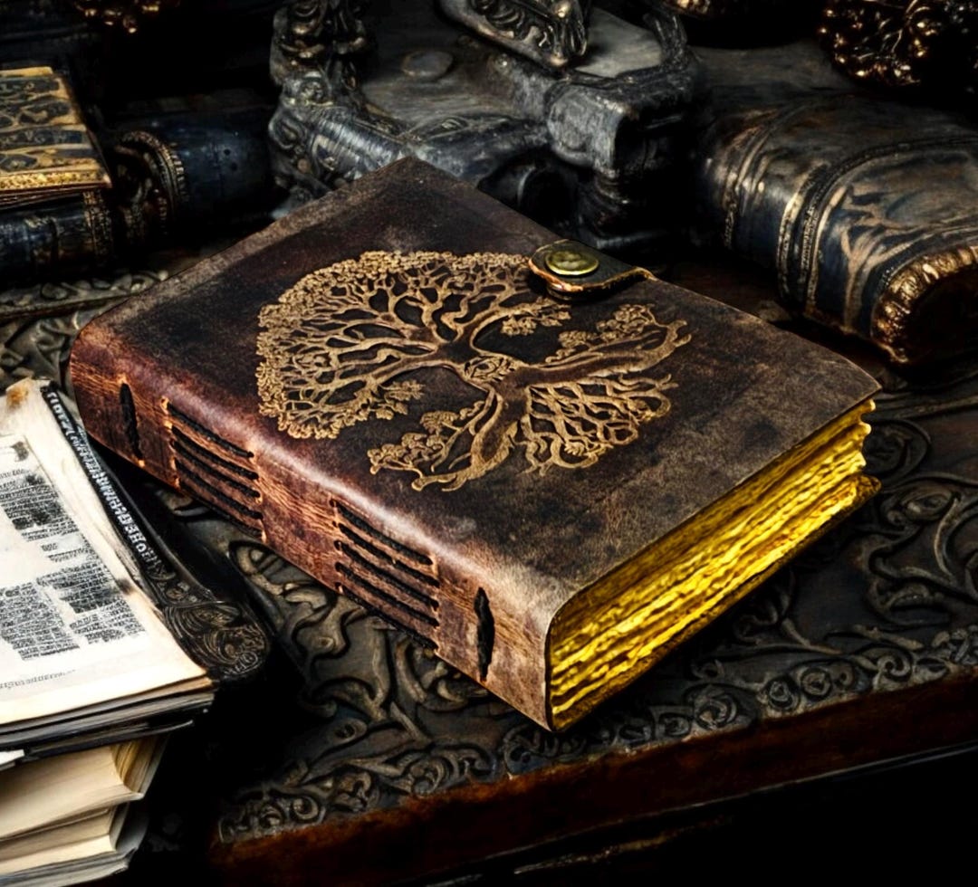 Tree of Life Grimoire Leather Journal, Embossed Tree of Life Journal ...