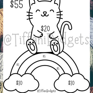 Color Savings Challenge Cat Rainbow Digital Download
