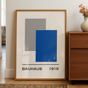 Bauhaus Poster Vintage Blue Exhibition Art Print Minimalist Modern Printable Wall Art Geometric Abstract Wall Decor Bauhaus Digital Download