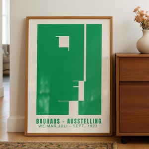 Bauhaus Green Poster Print Vintage Exhibition Art Minimalist Modern Printable Wall Art Geometric Abstract Decor Bauhaus Digital Download