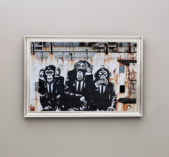 Banksy Three Wise Monkeys Printable Wall Art | Urban Street Art