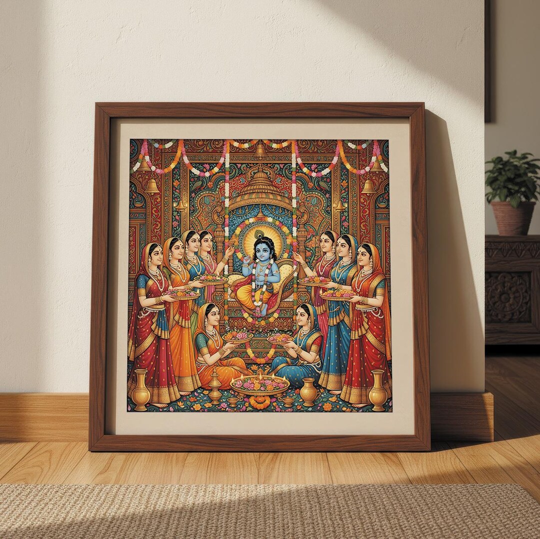 Indian Artwork Pichwai Krishna Wall Art Spiritual Indian Wall Decor ...