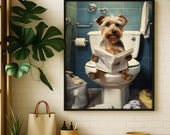 Dog Wall Art Printable Digital Download – Bathroom Decor, Quirky Animal Wall Art, Fun Bathroom Prints, Instant Download, Dog Lover Gift
