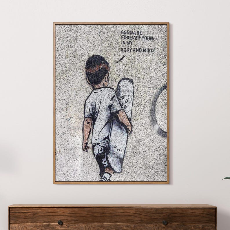 Banksy Street Wall Art, regalo per lui, arte murale moderna, stampabile, decorazione da parete per soggiorno, stampa di Banksy, decorazione da camera da letto, download digitali immagine 2