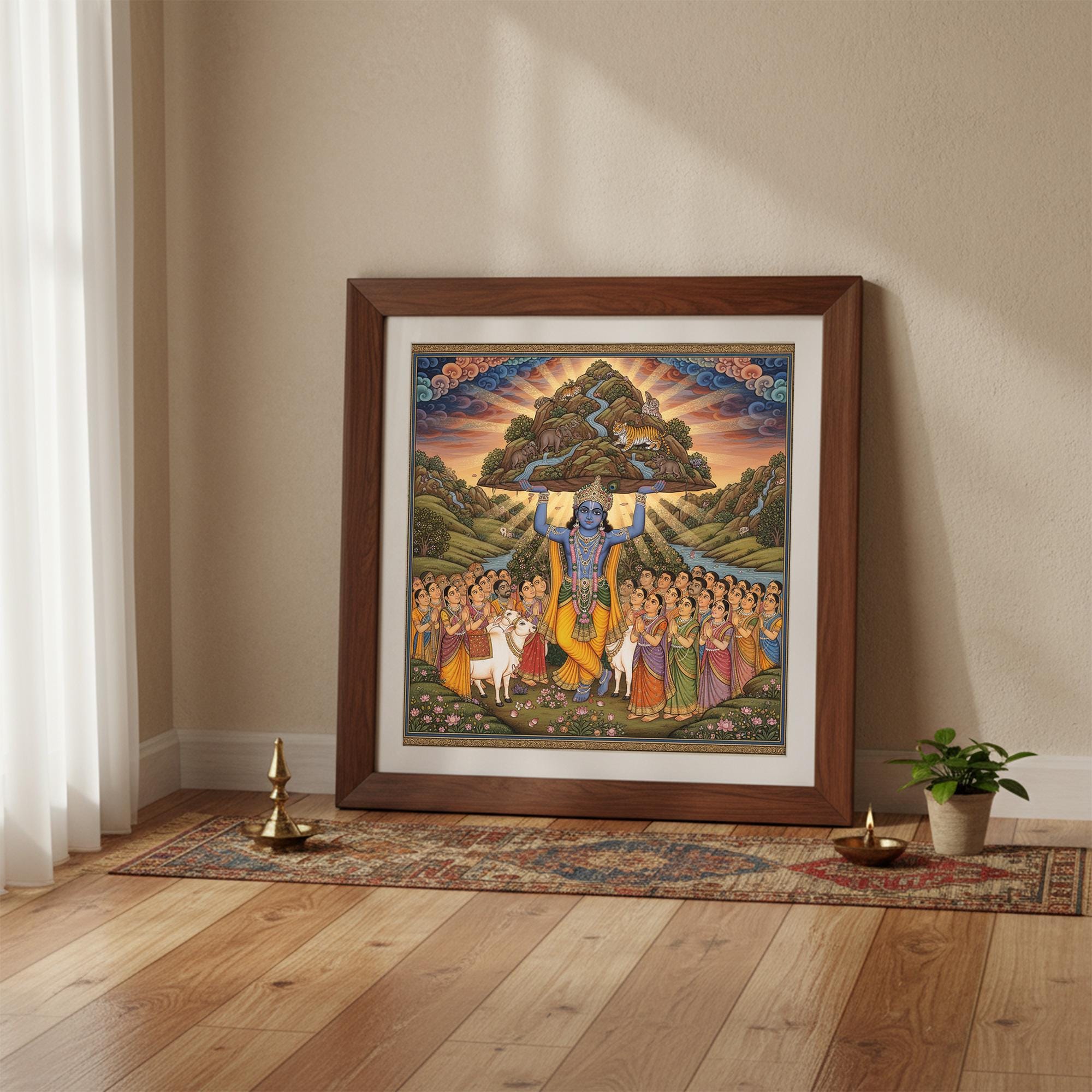 Indian Artwork Pichwai Krishna Wall Art Spiritual Indian Wall Decor ...